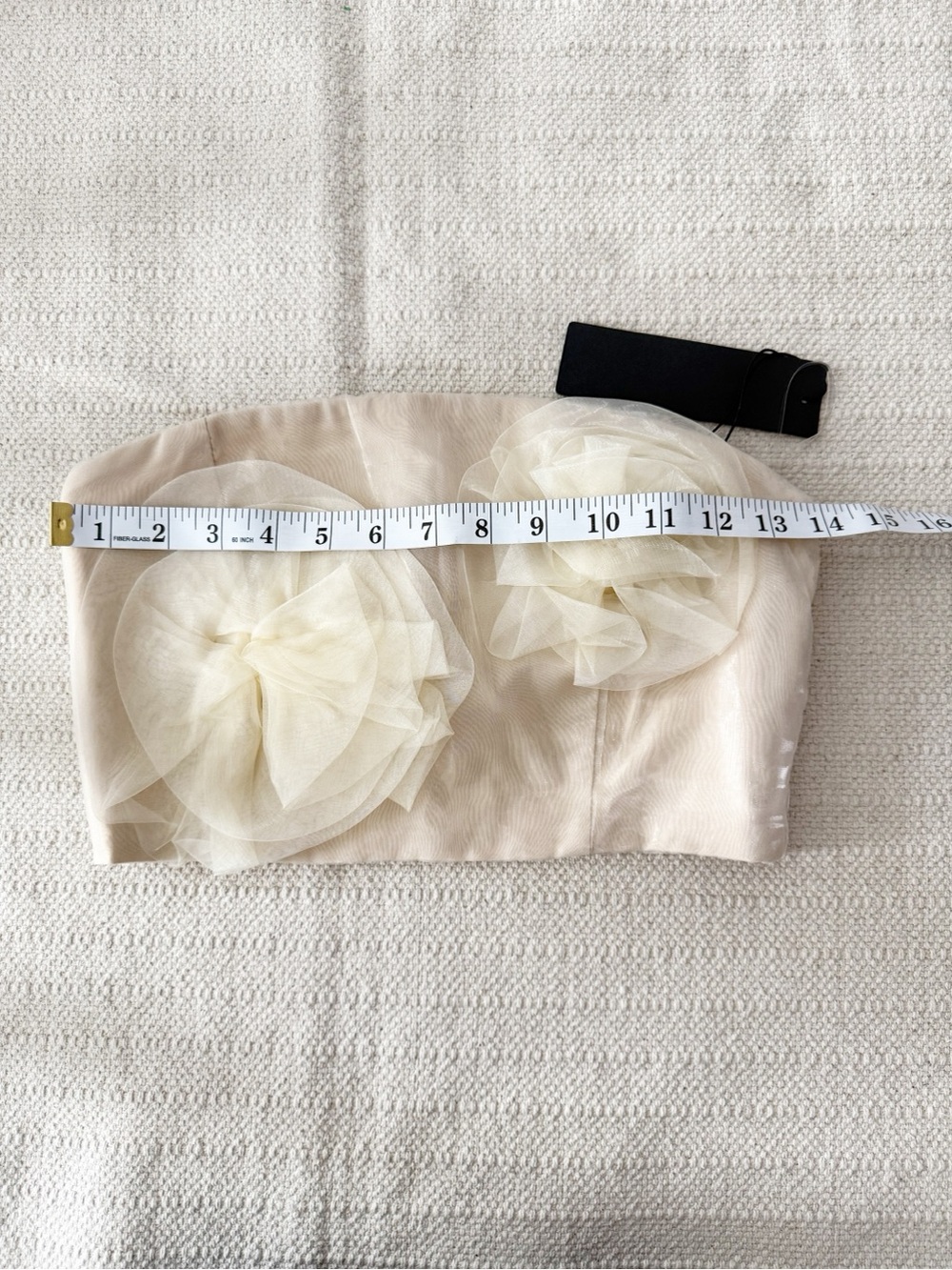 Know One Cares Ivory Strapless Floral Appliqué Crop Top - Picture 5 of 6